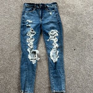 American Eagle Outfitters Distressed Skinny Jeans - Blue